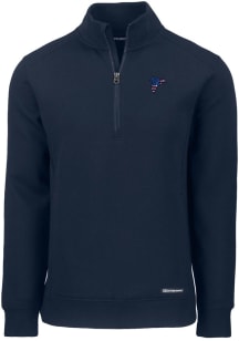 Cutter and Buck Atlanta Falcons Mens Navy Blue Americana Roam Long Sleeve 1/4 Zip Pullover