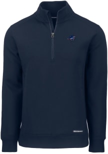Cutter and Buck Miami Dolphins Mens Navy Blue Americana Roam Long Sleeve 1/4 Zip Pullover