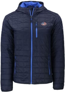 Cutter and Buck New York Jets Mens Navy Blue Americana Rainier PrimaLoft Hooded Filled Jacket