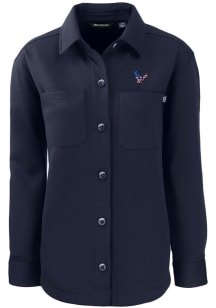 Cutter and Buck Houston Texans Womens Navy Blue Americana Roam Shirt Light Weight Jacket