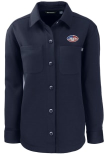 Cutter and Buck New York Jets Womens Navy Blue Americana Roam Shirt Light Weight Jacket