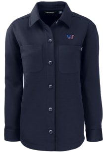 Cutter and Buck Washington Commanders Womens Navy Blue Americana Roam Shirt Light Weight Jacket
