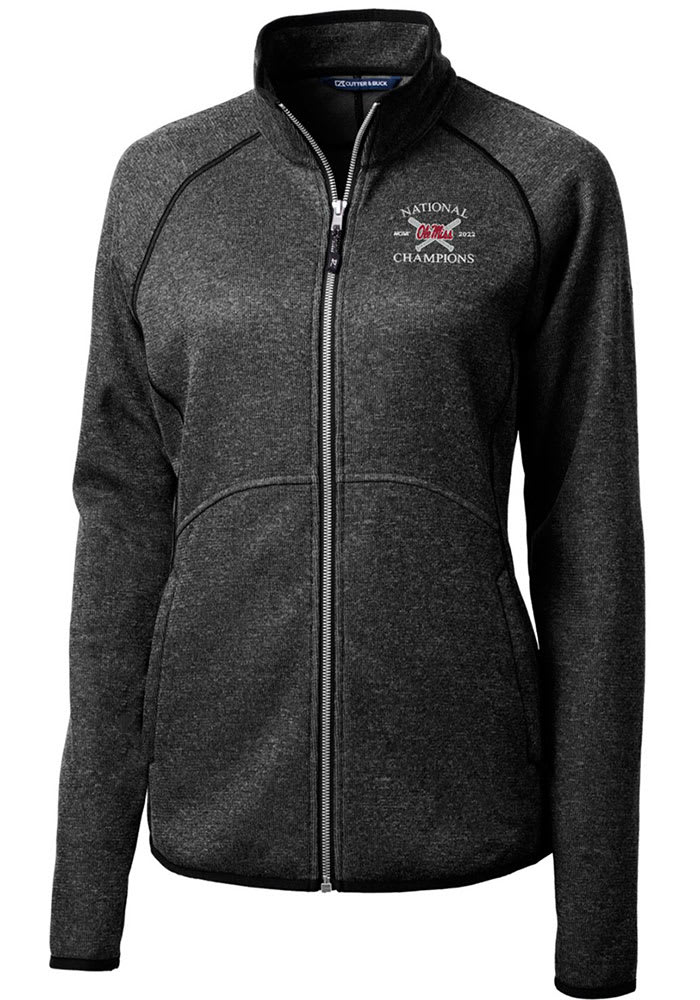 Cutter and Buck Ole Miss Rebels Womens Charcoal 2022 College World Series Champions Mainsail Long Sleeve Full Zip Jacket