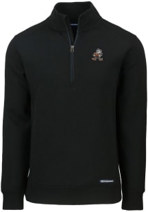 Cutter and Buck Cleveland Browns Mens Black HISTORIC Roam Long Sleeve 1/4 Zip Pullover