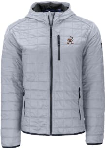 Cutter and Buck Cleveland Browns Mens Grey HISTORIC Rainier PrimaLoft Hooded Filled Jacket