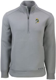 Cutter and Buck Green Bay Packers Mens Grey HISTORIC Roam Long Sleeve 1/4 Zip Pullover