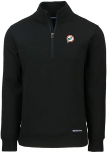 Cutter and Buck Miami Dolphins Mens Black HISTORIC Roam Long Sleeve 1/4 Zip Pullover