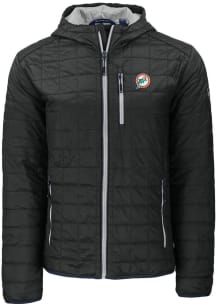 Cutter and Buck Miami Dolphins Mens Black HISTORIC Rainier PrimaLoft Hooded Filled Jacket