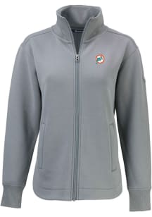 Cutter and Buck Miami Dolphins Womens Grey HISTORIC Roam Light Weight Jacket