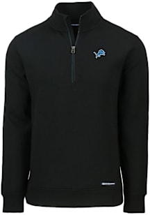 Cutter and Buck Detroit Lions Mens Black Roam Long Sleeve Qtr Zip Pullover