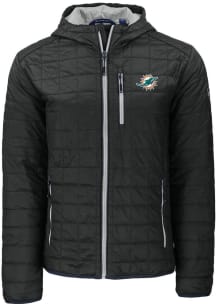 Cutter and Buck Miami Dolphins Mens Black Rainier PrimaLoft Hooded Filled Jacket