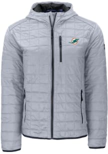 Cutter and Buck Miami Dolphins Mens Grey Rainier PrimaLoft Hooded Filled Jacket