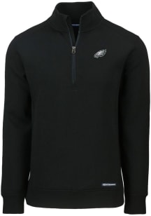 Cutter and Buck Philadelphia Eagles Mens Black Roam Long Sleeve Qtr Zip Pullover