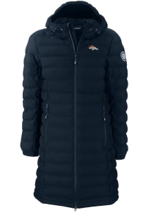 Cutter and Buck Denver Broncos Womens Navy Blue Mission Ridge Repreve Long Heavy Weight Jacket