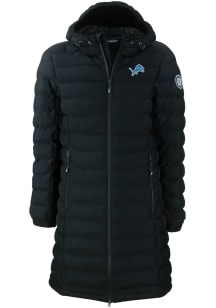 Cutter and Buck Detroit Lions Womens Black Mission Ridge Repreve Long Heavy Weight Jacket