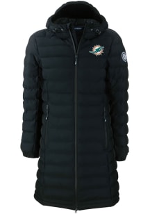 Cutter and Buck Miami Dolphins Womens Black Mission Ridge Repreve Long Heavy Weight Jacket