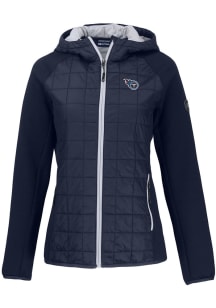 Cutter and Buck Tennessee Titans Womens Navy Blue Rainier PrimaLoft Hybrid Medium Weight Jacket