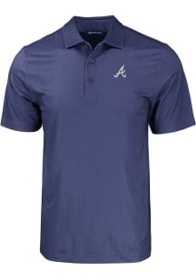 Cutter and Buck Atlanta Braves Big and Tall Navy Blue Pike Eco Geo Print Big and Tall Golf Shirt