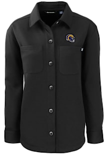 Cutter and Buck Los Angeles Rams Womens Black Helmet Roam Shirt Light Weight Jacket