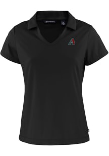 Cutter and Buck Arizona Diamondbacks Womens Black Daybreak V Neck Short Sleeve Polo Shirt