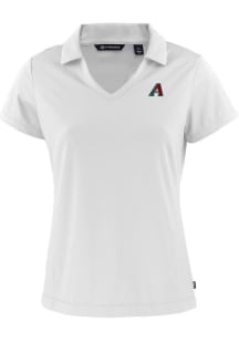 Cutter and Buck Arizona Diamondbacks Womens White Daybreak V Neck Short Sleeve Polo Shirt
