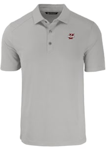 Cutter and Buck Massachusetts Minutemen Mens Grey Forge Eco Stretch Short Sleeve Polo