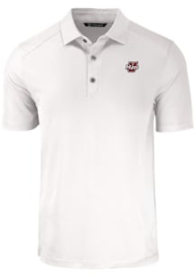 Cutter and Buck Massachusetts Minutemen Mens White Forge Recycled Short Sleeve Polo