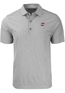 Cutter and Buck Massachusetts Minutemen Mens Grey Forge Heather Stripe Short Sleeve Polo