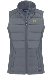 Cutter and Buck Michigan Wolverines Womens Grey Evoke Vest