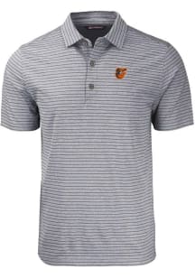 Cutter and Buck Baltimore Orioles Big and Tall Black Forge Heather Stripe Big and Tall Golf Shir..