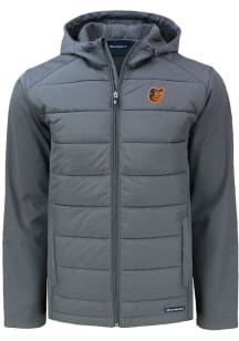 Cutter and Buck Baltimore Orioles Mens Grey Evoke Hood Big and Tall Lined Jacket