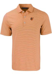 Cutter and Buck Baltimore Orioles Mens Orange Forge Double Stripe Short Sleeve Polo