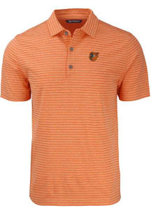 Cutter and Buck Baltimore Orioles Mens Orange Forge Heather Stripe Short Sleeve Polo