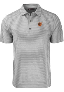 Cutter and Buck Baltimore Orioles Mens Grey Forge Heather Stripe Short Sleeve Polo