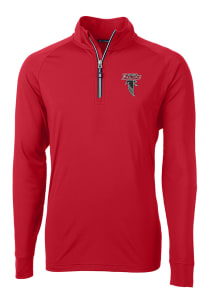 Cutter and Buck Atlanta Falcons Mens Red Historic Adapt Eco Knit Long Sleeve 1/4 Zip Pullover