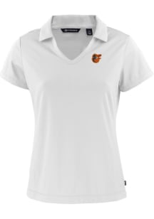 Cutter and Buck Baltimore Orioles Womens White Daybreak V Neck Short Sleeve Polo Shirt