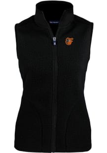 Cutter and Buck Baltimore Orioles Womens Black Cascade Sherpa Vest