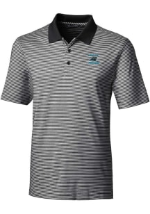 Cutter and Buck Carolina Panthers Black Historic Forge Tonal Stripe Big and Tall Polo