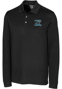 Cutter and Buck Carolina Panthers Black HISTORIC Advantage Pique Long Sleeve Big and Tall Polo