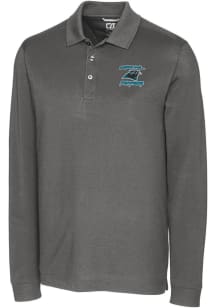 Cutter and Buck Carolina Panthers Grey HISTORIC Advantage Pique Long Sleeve Big and Tall Polo