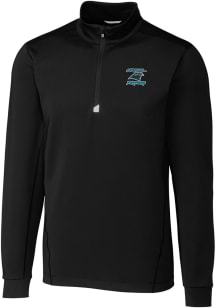 Cutter and Buck Carolina Panthers Mens Black HISTORIC Traverse Long Sleeve 1/4 Zip Pullover