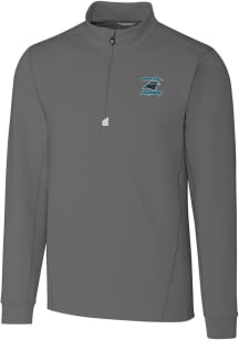 Cutter and Buck Carolina Panthers Mens Grey HISTORIC Traverse Long Sleeve 1/4 Zip Pullover