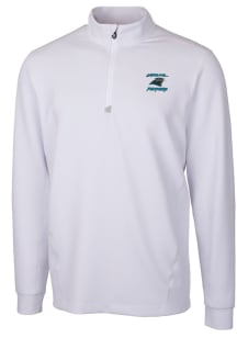Cutter and Buck Carolina Panthers Mens White HISTORIC Traverse Long Sleeve 1/4 Zip Pullover