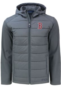 Cutter and Buck Boston Red Sox Mens Grey Evoke Hood Big and Tall Lined Jacket