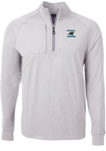 Cutter and Buck Carolina Panthers Mens Grey HISTORIC Adapt Eco Long Sleeve 1/4 Zip Pullover