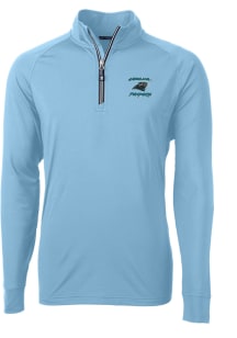 Cutter and Buck Carolina Panthers Mens Light Blue HISTORIC Adapt Eco Long Sleeve 1/4 Zip Pullove..