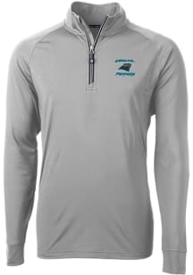 Cutter and Buck Carolina Panthers Mens Grey Historic Adapt Eco Knit Long Sleeve 1/4 Zip Pullover