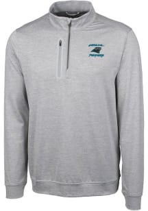 Cutter and Buck Carolina Panthers Mens Grey HISTORIC Stealth Long Sleeve 1/4 Zip Pullover