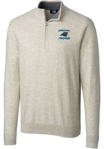 Cutter and Buck Carolina Panthers Mens Oatmeal HISTORIC Lakemont Long Sleeve 1/4 Zip Pullover