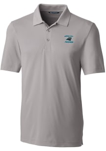 Cutter and Buck Carolina Panthers Mens Grey HISTORIC Forge Short Sleeve Polo